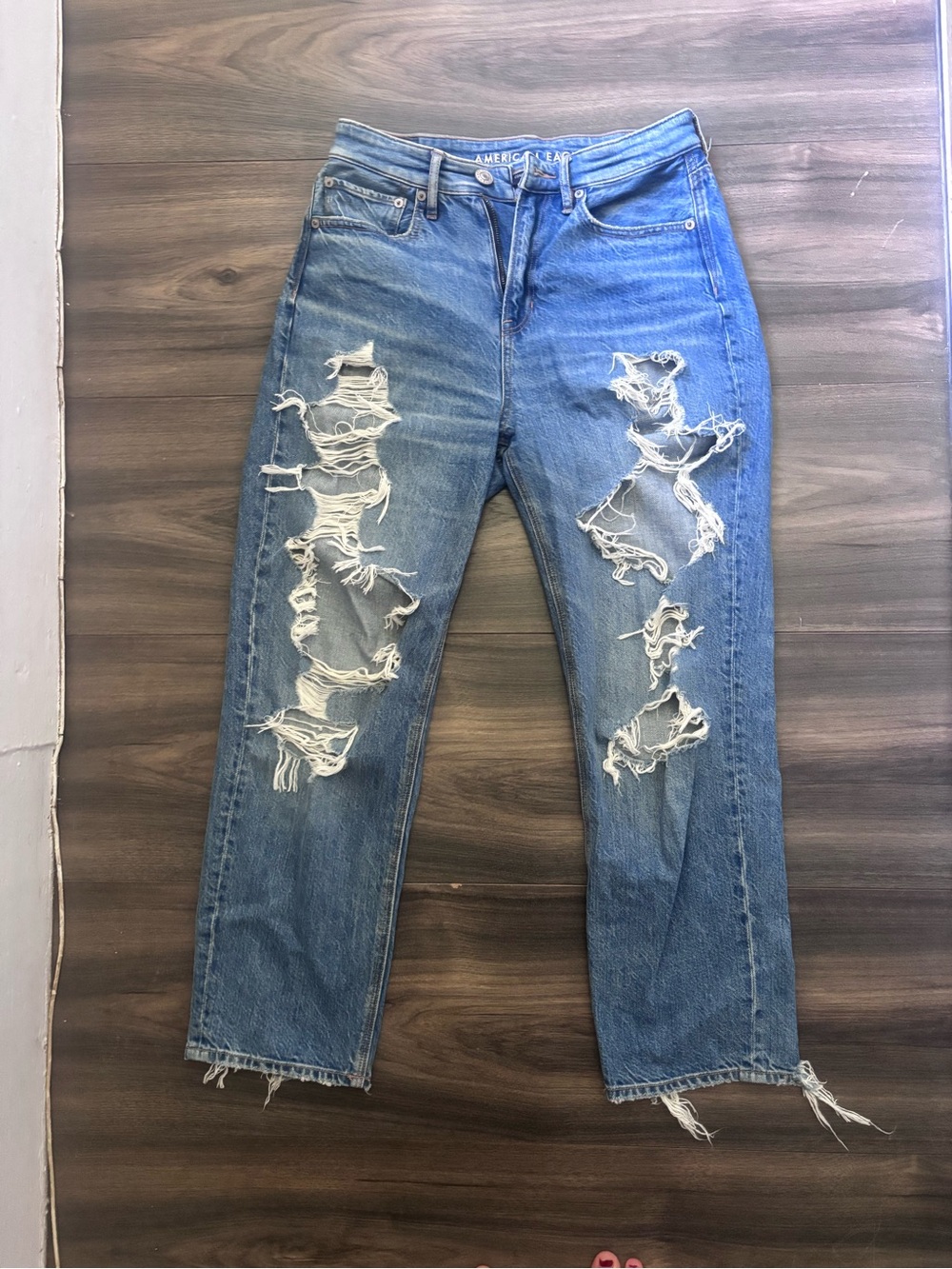 American Eagle Outfitters Distressed Light Blue Boyfriend Jeans